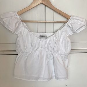 White flutter sleeve Abercrombie & Fitch top S
